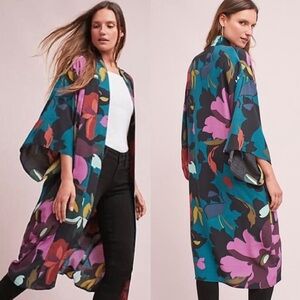 Maeve Anthropologie Kira Floral Long Kimono Duster Transitional Size XS/Small